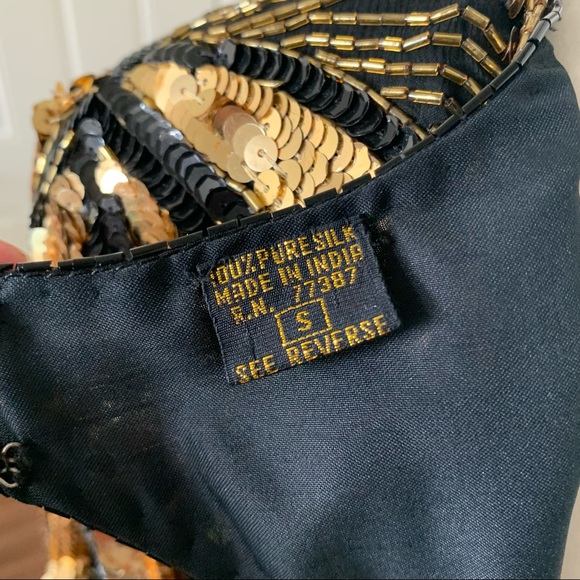 1980s Silk Hand-Beaded Cocktail Dress - Picture 11 of 12